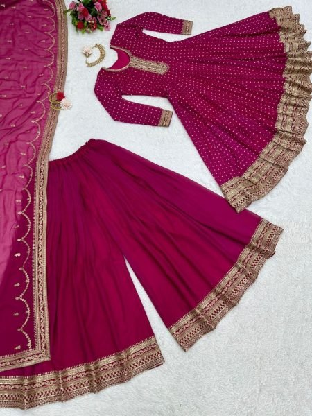 New Launching Faux Georgette Sharara Suit With Sequence Work Ready To Wear Collection