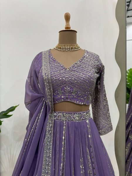 New Launching Georgette Lehenga Choli With Sequence Work  Designer Lehenga Choli
