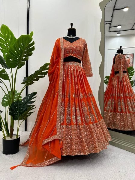 New Launching Georgette Lehenga Choli With Sequence Work  Designer Lehenga Choli