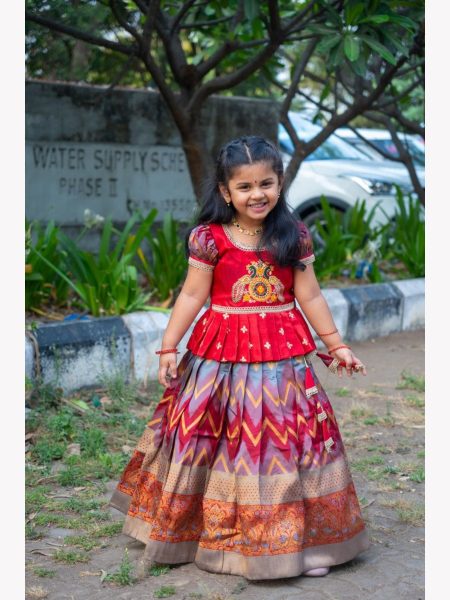 New Launching Kids Soft Banglory Silk Lehenga Choli Collection Girls Wear