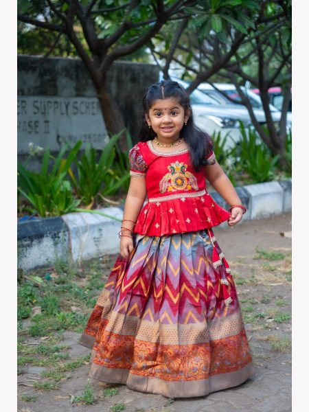 New Launching Kids Soft Banglory Silk Lehenga Choli Collection Girls Wear