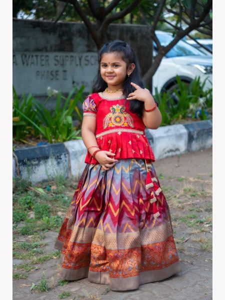 New Launching Kids Soft Banglory Silk Lehenga Choli Collection Girls Wear