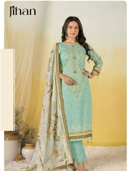 New Pakistani Suit Wholesale Collection Jihan Crafted Elegance Cotton Dupatta  