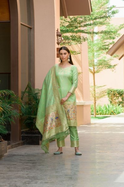 New Patola Concept Soft Banarasi Silk Suits  Churidar Salwar Suits Wholesale