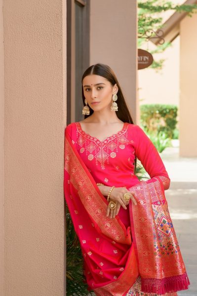 New Patola Concept Soft Banarasi Silk Suits  Churidar Salwar Suits Wholesale