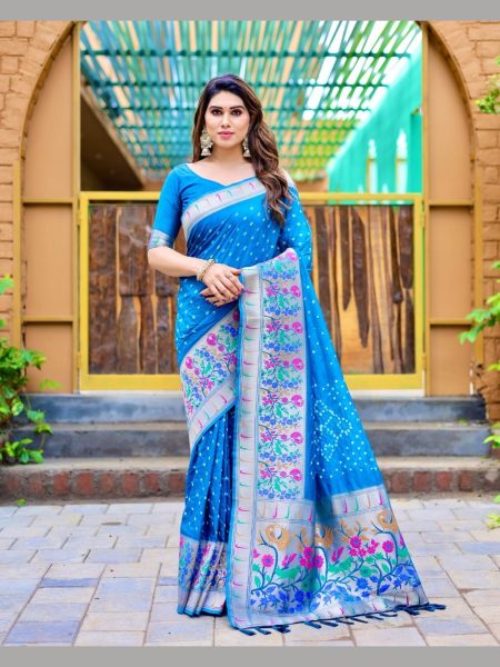 New premium Pure Bandhej silk saree with Zari Weaving Bandhej Sarees Wholesale