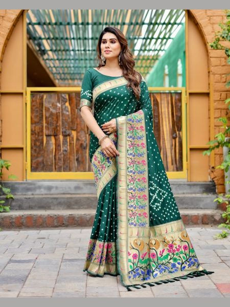 New premium Pure Bandhej silk saree with Zari Weaving Bandhej Sarees Wholesale