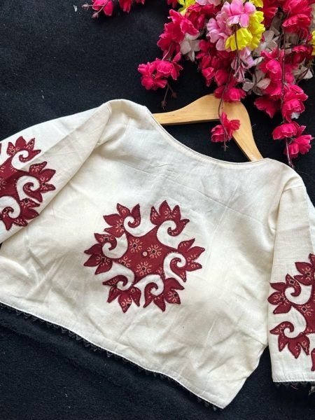 New Pure Khadi Cotton Readymade Stitched Half Sleeve Blouse For Women 