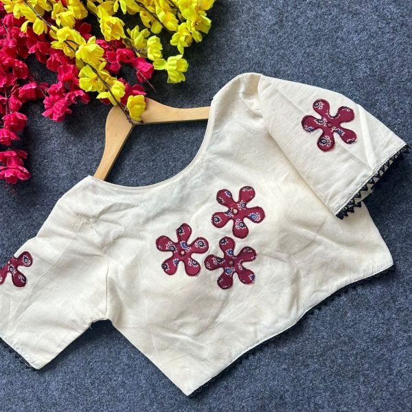 New Pure Khadi Cotton Readymade Stitched Half Sleeve Blouse For Women Blouse Collection