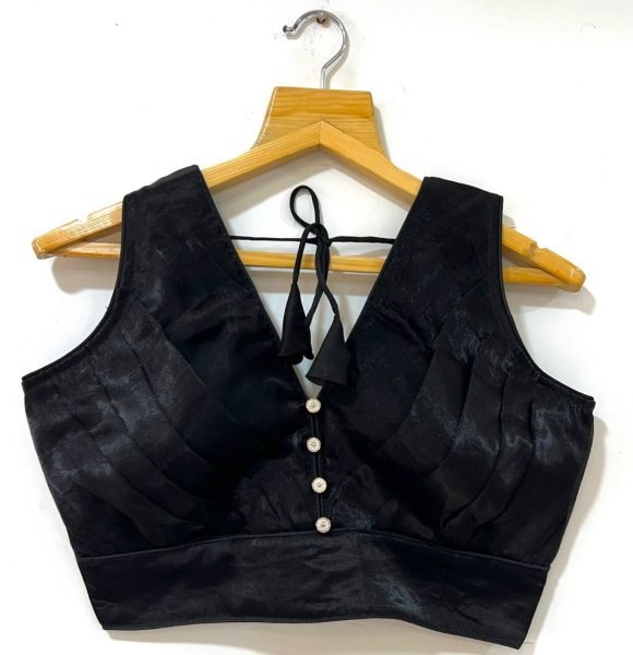 New Rafale Silk Pleated Designer Blouse  Blouse Collection