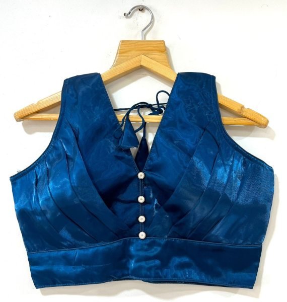 New Rafale Silk Pleated Designer Blouse  Blouse Collection