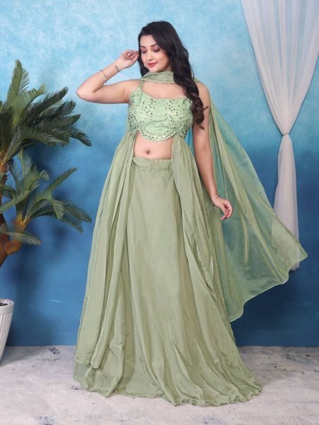 New Style Designer Ready to Wear Lehenga Choli Heavy Mono Banglory Silk with Sequin &  Embroidery Work for Bulk Orders Available 