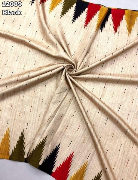 New Style Handloom Tussar Silk Saree Temple Design Digital Print with Tassel Pallu Surat Wholesaler Exporter Silk Sarees Wholesale