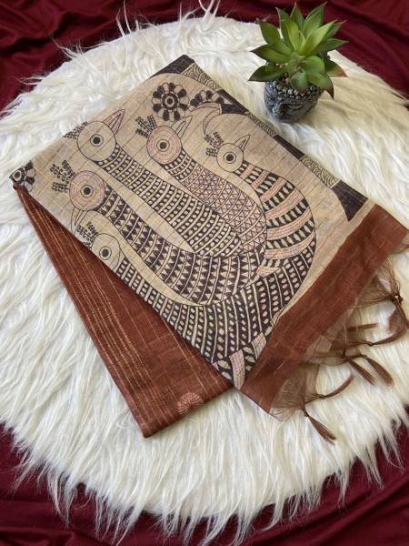 New Style Soft Semi Tussar Silk Saree with Tassels and Attractive Checks Pattern Sarees 