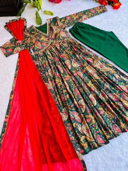 New Summer Special Party Wear Aliya Cut Dresses Pant And Dupatta 3 Piece Kurti Set