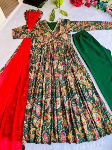 New Summer Special Party Wear Aliya Cut Dresses Pant And Dupatta 3 Piece Kurti Set