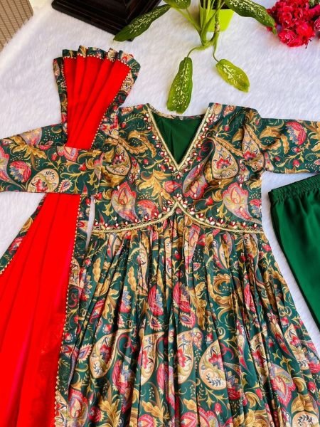 New Summer Special Party Wear Aliya Cut Dresses Pant And Dupatta 3 Piece Kurti Set