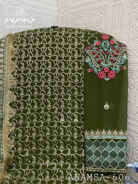 New Super Hit Suit Set Foux Georgette With Heavy Embroidery and Sequence work Embroidery Suits Wholesale