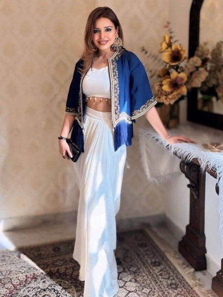 New Three Piece Western Ready To Wear Draped Dhoti With Koti  