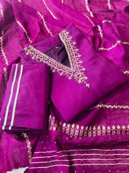 New Tranding V Neck Heavy Silk kurti Pant With Dupatta  3 Piece Kurti Set