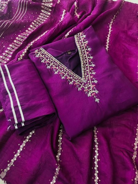New Tranding V Neck Heavy Silk kurti Pant With Dupatta  3 Piece Kurti Set
