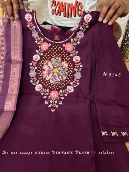 New Trending Designer 3 Piece Embroidered Roman Silk Kurti Set with Thread Work 3 Piece Kurti Set