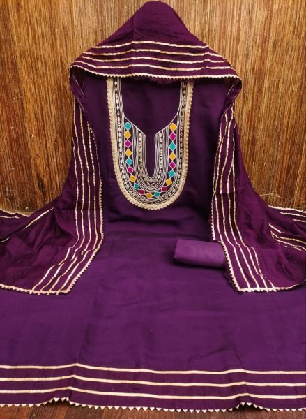 New Trendy Purple Chanderi Dress Material with Jaipuri Mirror   Gota Patti Work Wholesale Price Collection Color Set Matching Dress Material Wholesale