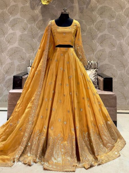 New Wedding Collection Lehenga Choli With Full Heavy Embroidery Sequence Work  Lehenga