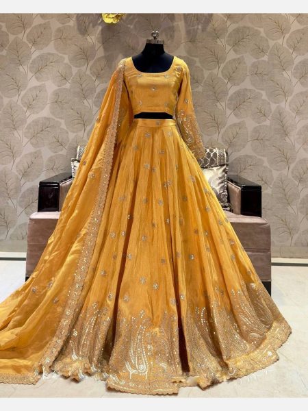 New Wedding Collection Lehenga Choli With Full Heavy Embroidery Sequence Work Designer Lehenga Choli