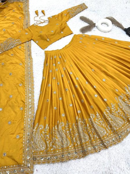 New Wedding Collection Lehenga Choli With Full Heavy Embroidery Sequence Work Designer Lehenga Choli