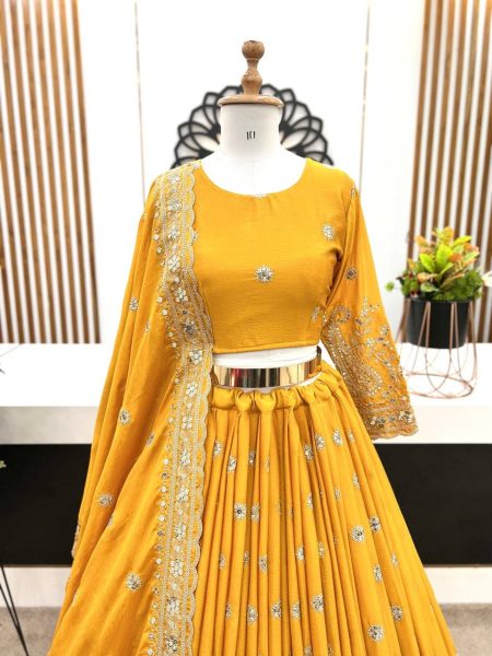 New Wedding Collection Lehenga Choli With Full Heavy Embroidery Sequence Work Designer Lehenga Choli