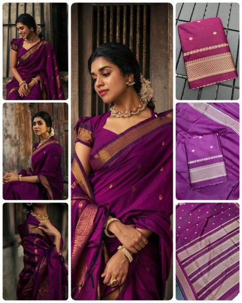 New Wedding wear Wine Banarasi Silk Jacquard Work Designer Saree  Banarasi Saree Wholesale