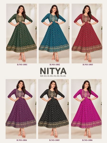  Nitya Fancy Anarkali Style Long Kurti Collection Printed Kurtis
