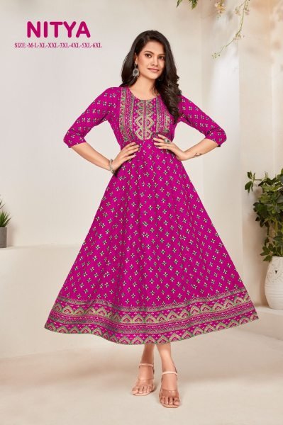  Nitya Fancy Anarkali Style Long Kurti Collection Printed Kurtis