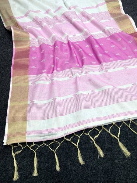 Onam Special Kerala Soft Linen Saree with Golden Border   Patch Work For Woman Linen Sarees Wholesale