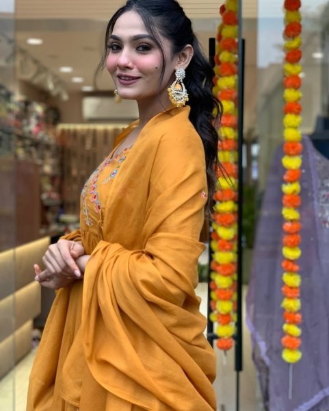 Orange Angrakha-Style Embroidered Kurti Set with Chanderi Dupatta At Best Price 3 Piece Kurti Set