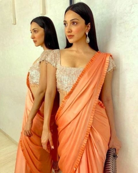 Orange Vichitra Silk Saree With Sequence Work Blouse  Silk Sarees Wholesale