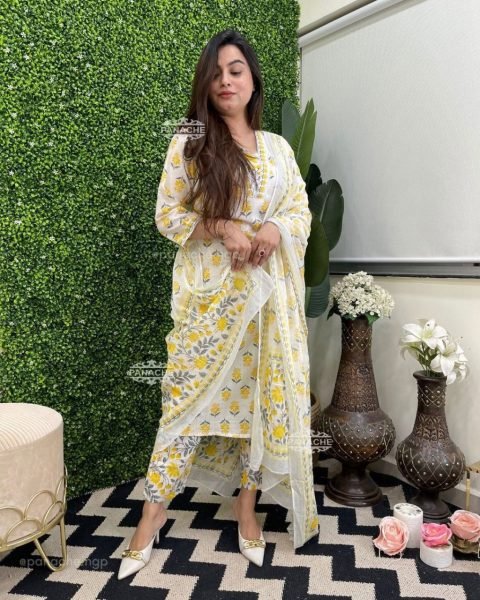 Order Reyon Cotton Kurta with Pant And Dupatta For Women  Online Shopping Cotton Kurtis Wholesale