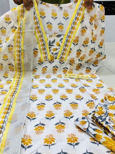 Order Reyon Cotton Kurta with Pant And Dupatta For Women  Online Shopping Cotton Kurtis Wholesale