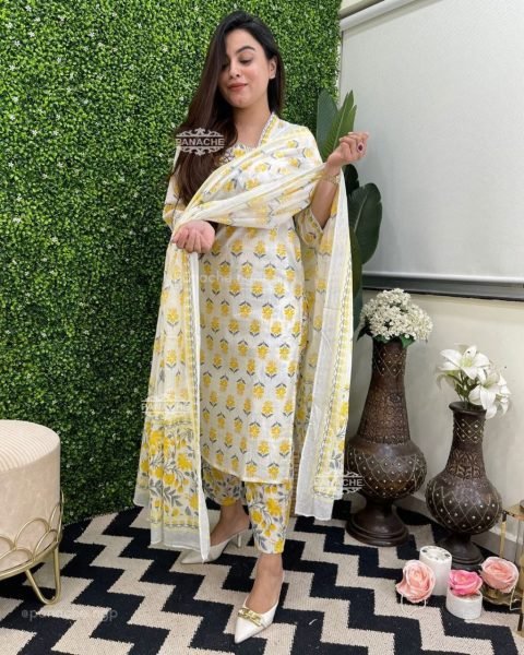 Order Reyon Cotton Kurta with Pant And Dupatta For Women  Online Shopping Cotton Kurtis Wholesale