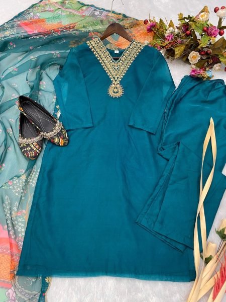 Organza Embroidered Salwar Suit  3 Piece Kurti Set