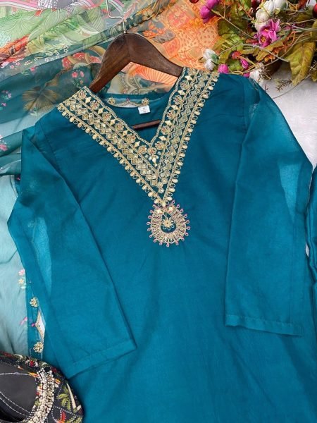 Organza Embroidered Salwar Suit  3 Piece Kurti Set