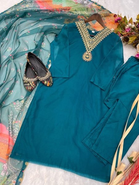 Organza Embroidered Salwar Suit  3 Piece Kurti Set