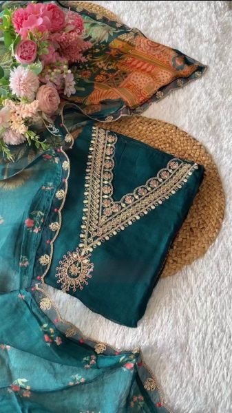 Organza Embroidered Salwar Suit  3 Piece Kurti Set