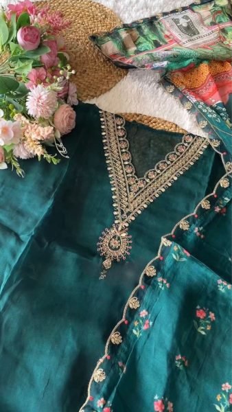 Organza Embroidered Salwar Suit  3 Piece Kurti Set