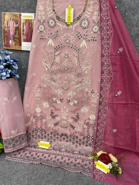 Organza Pakistani Salwar Suit with Hand Work & Multi Embroidery – Wholesale Retail at Lowest Price 