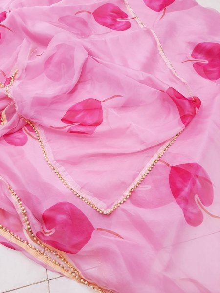 Organza Saree Collection With Pearl Lace  Organza Sarees Wholesale