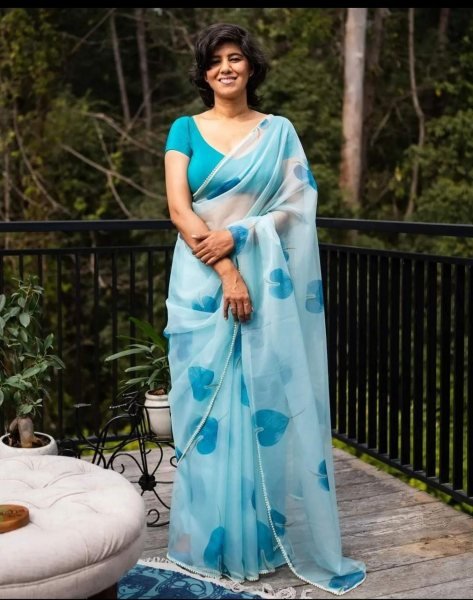 Organza Saree Collection With Pearl Lace  Organza Sarees Wholesale