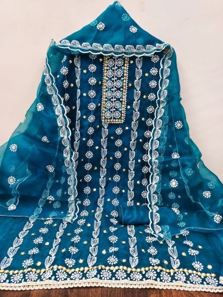 Organza Silk Dress Material Color Set Matching Dress Material Wholesale