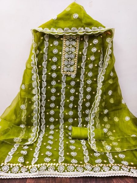 Organza Silk Dress Material Color Set Matching Dress Material Wholesale